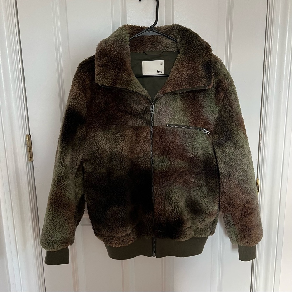 Aritzia Teddy Jacket in Olive Green and Brown